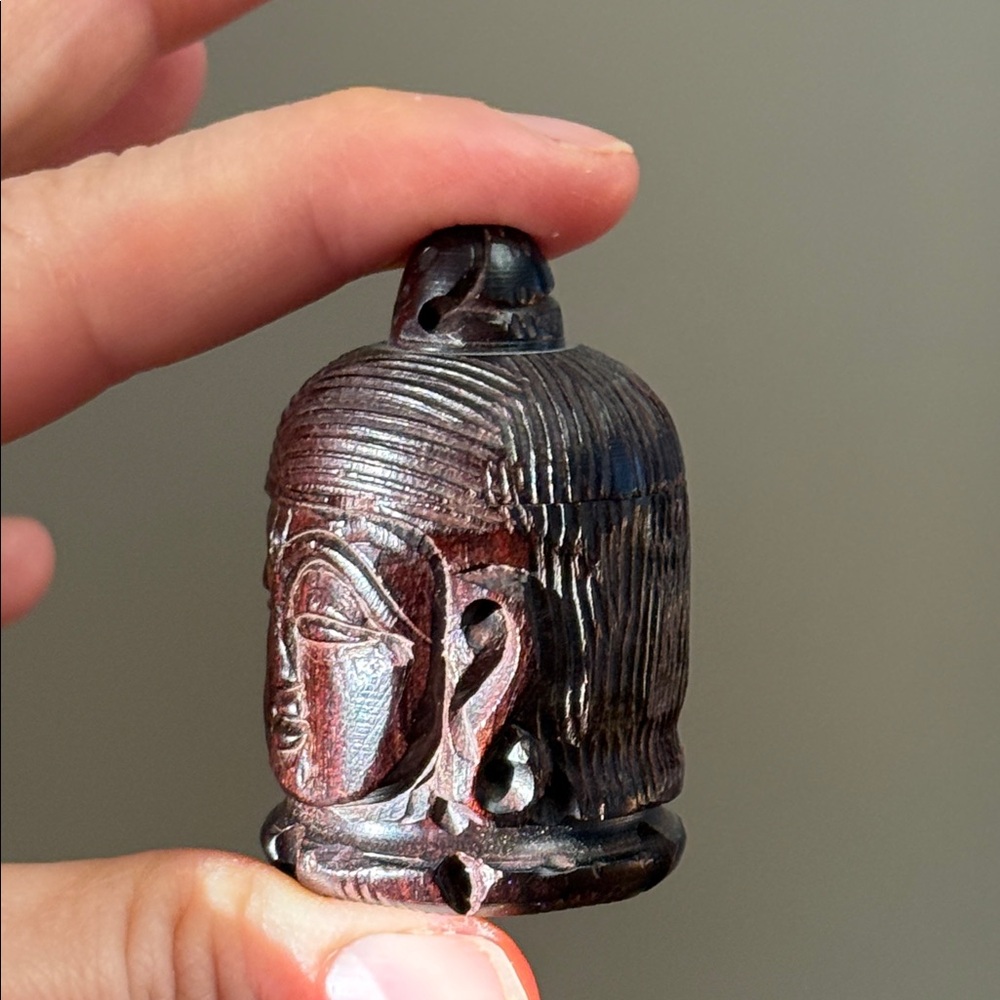 Handcrafted Wooden Buddha Head Sculpture Hand Carved Souvenir Trinket Box Gift - Picture 7 of 10